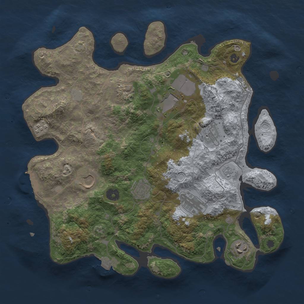 Rust Map: Procedural Map, Size: 3500, Seed: 1586472421, 14 Monuments