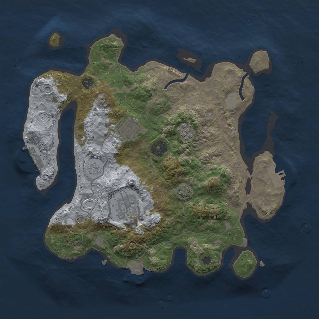 Rust Map: Procedural Map, Size: 3000, Seed: 2030468005, 11 Monuments