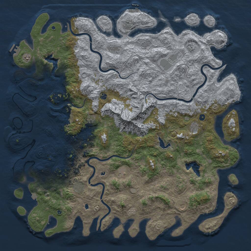 Rust Map: Procedural Map, Size: 6000, Seed: 348361826, 17 Monuments
