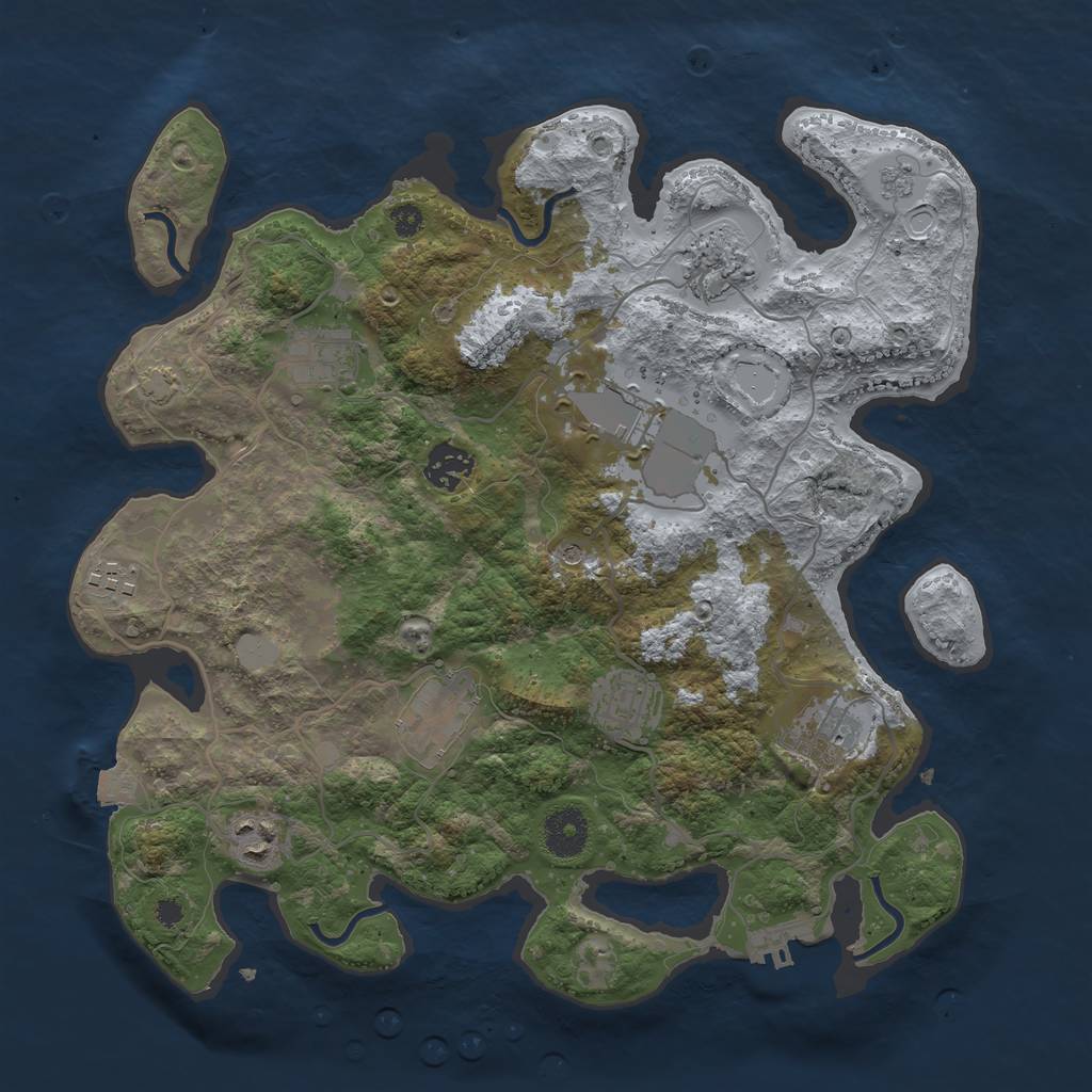 Rust Map: Procedural Map, Size: 3500, Seed: 92757793, 16 Monuments