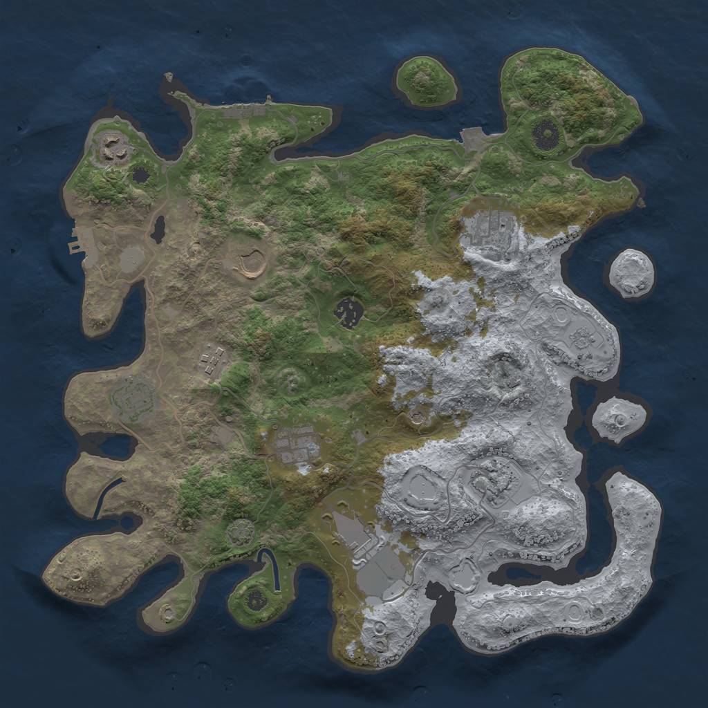 Rust Map: Procedural Map, Size: 3700, Seed: 7994348, 17 Monuments