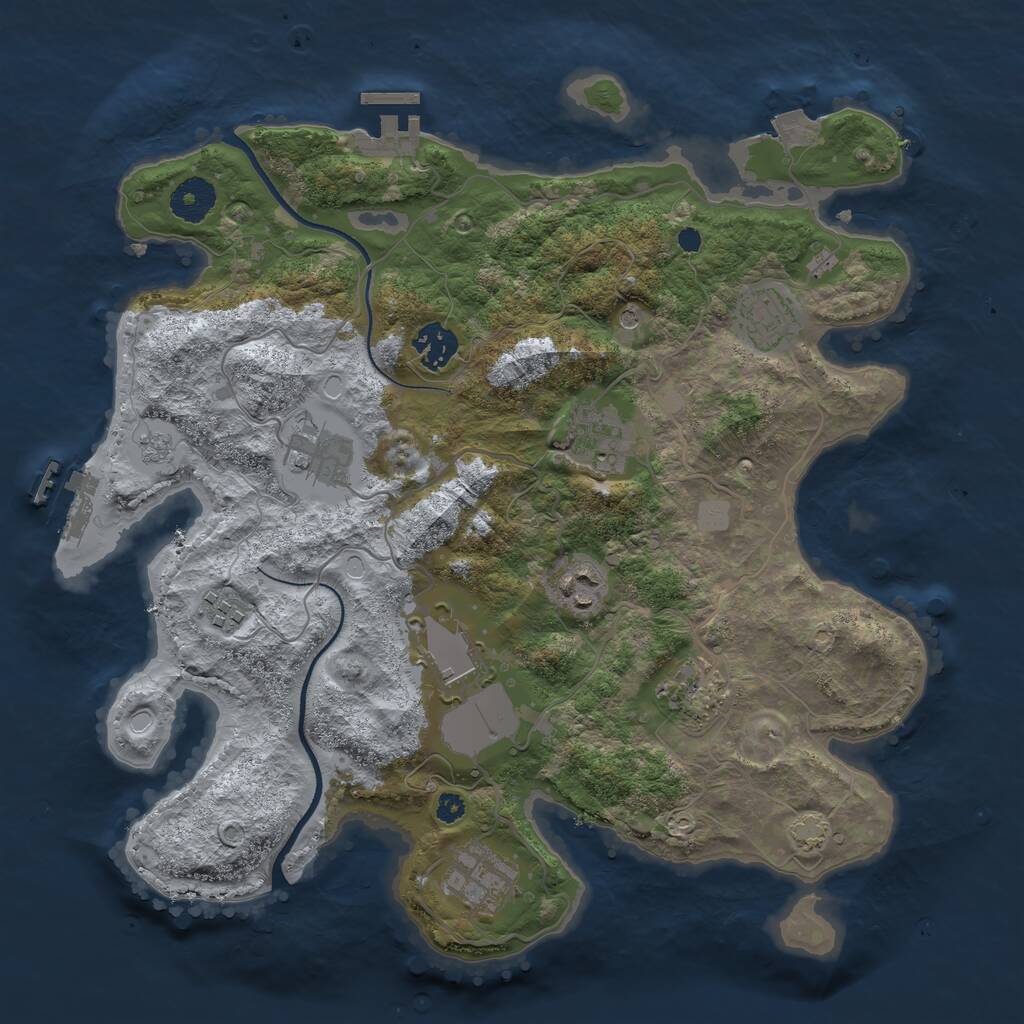 Rust Map: Procedural Map, Size: 3500, Seed: 942823706, 15 Monuments