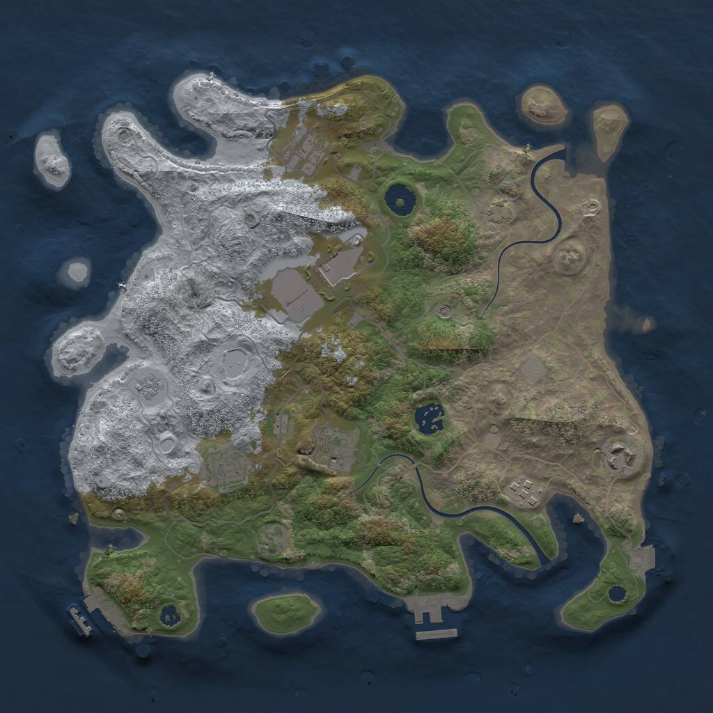 Rust Map: Procedural Map, Size: 3500, Seed: 304961405, 13 Monuments
