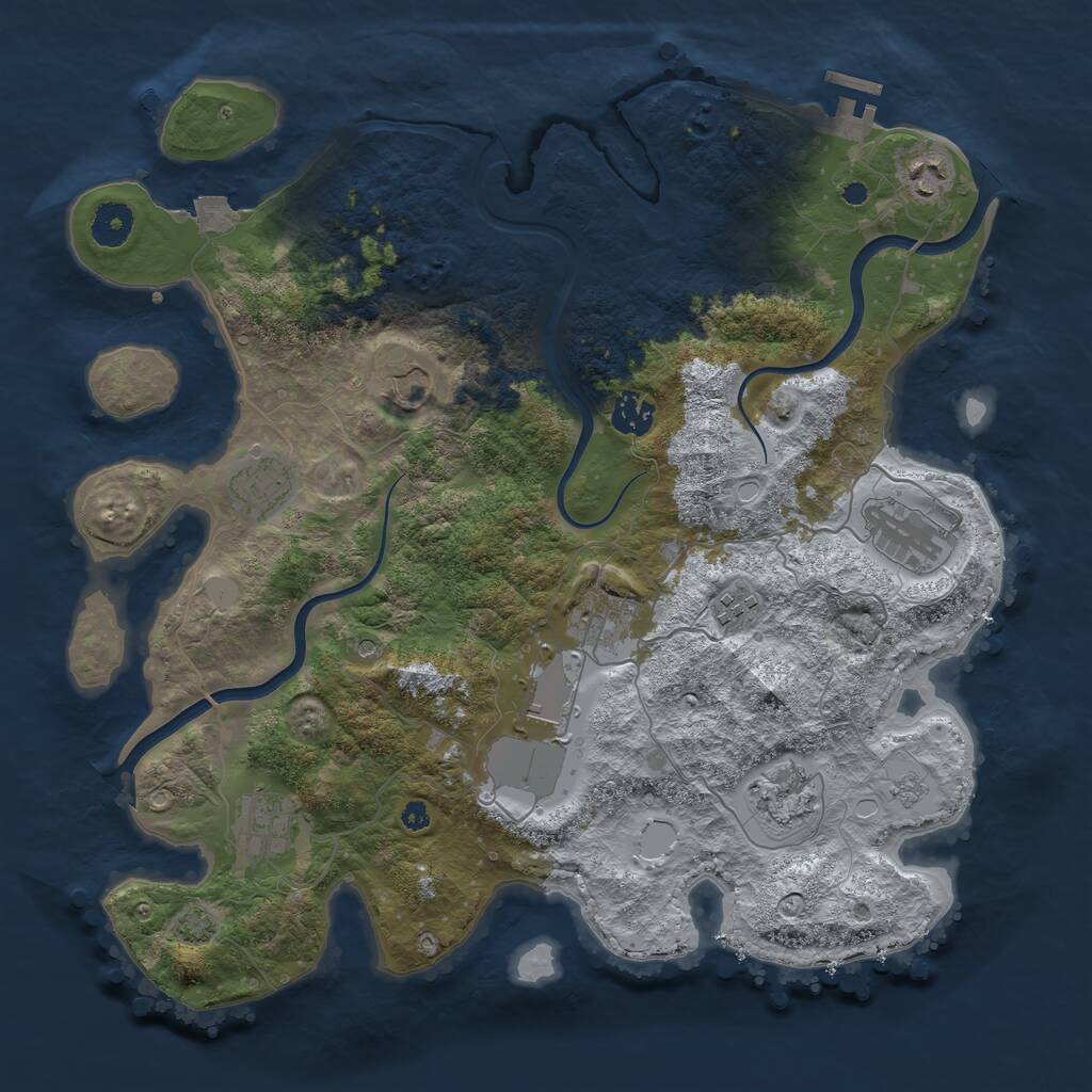 Rust Map: Procedural Map, Size: 3800, Seed: 27062024, 15 Monuments