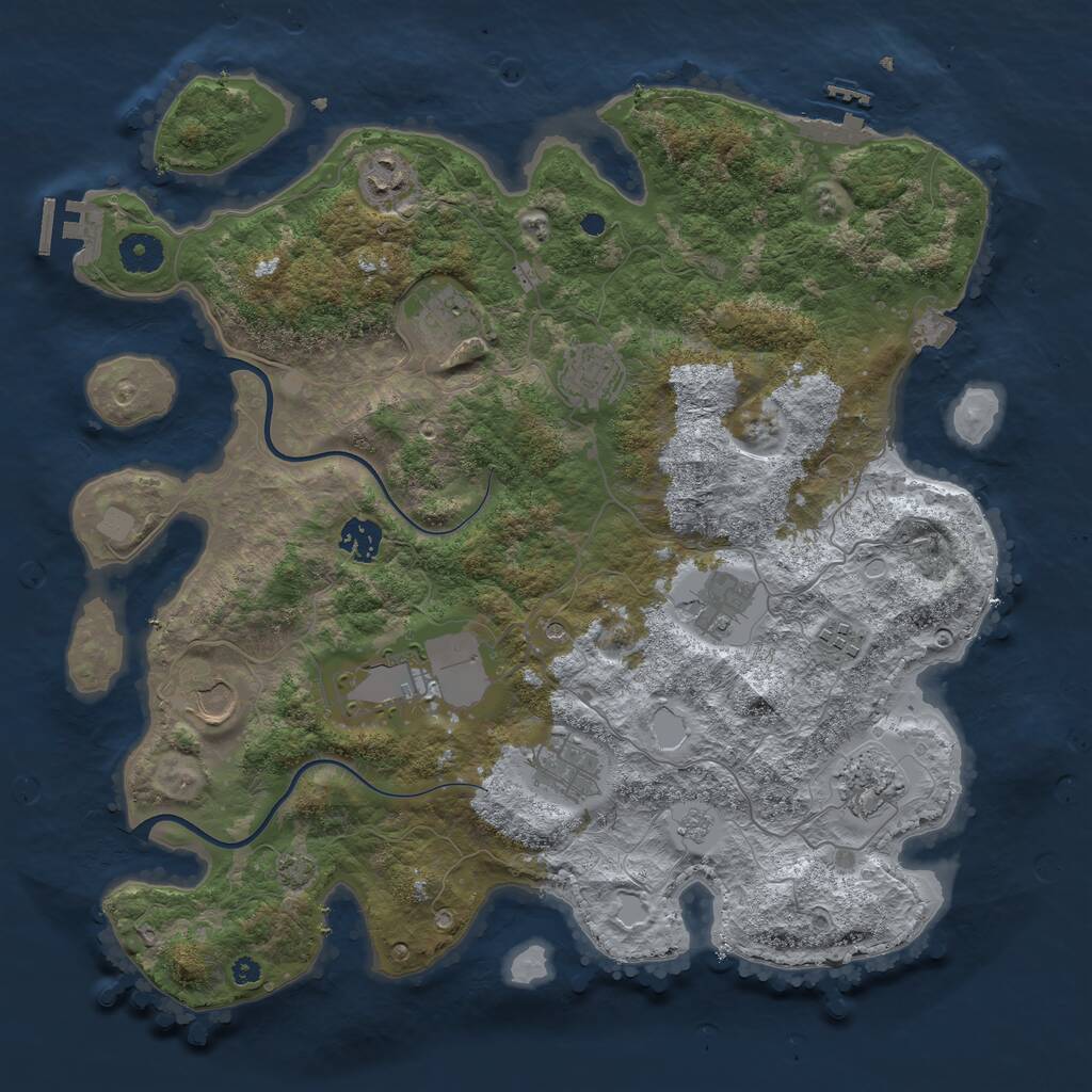 Rust Map: Procedural Map, Size: 3850, Seed: 27062024, 16 Monuments