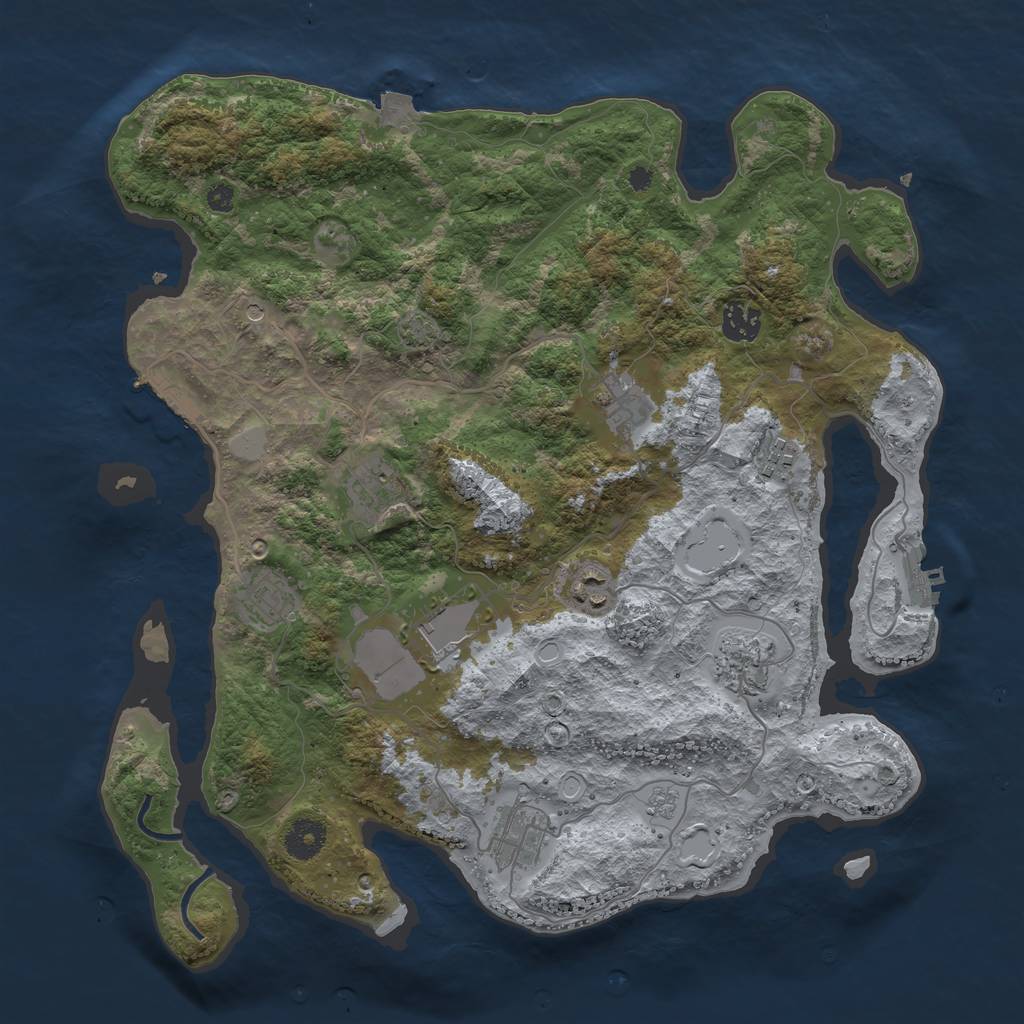 Rust Map: Procedural Map, Size: 3750, Seed: 1904549307, 17 Monuments