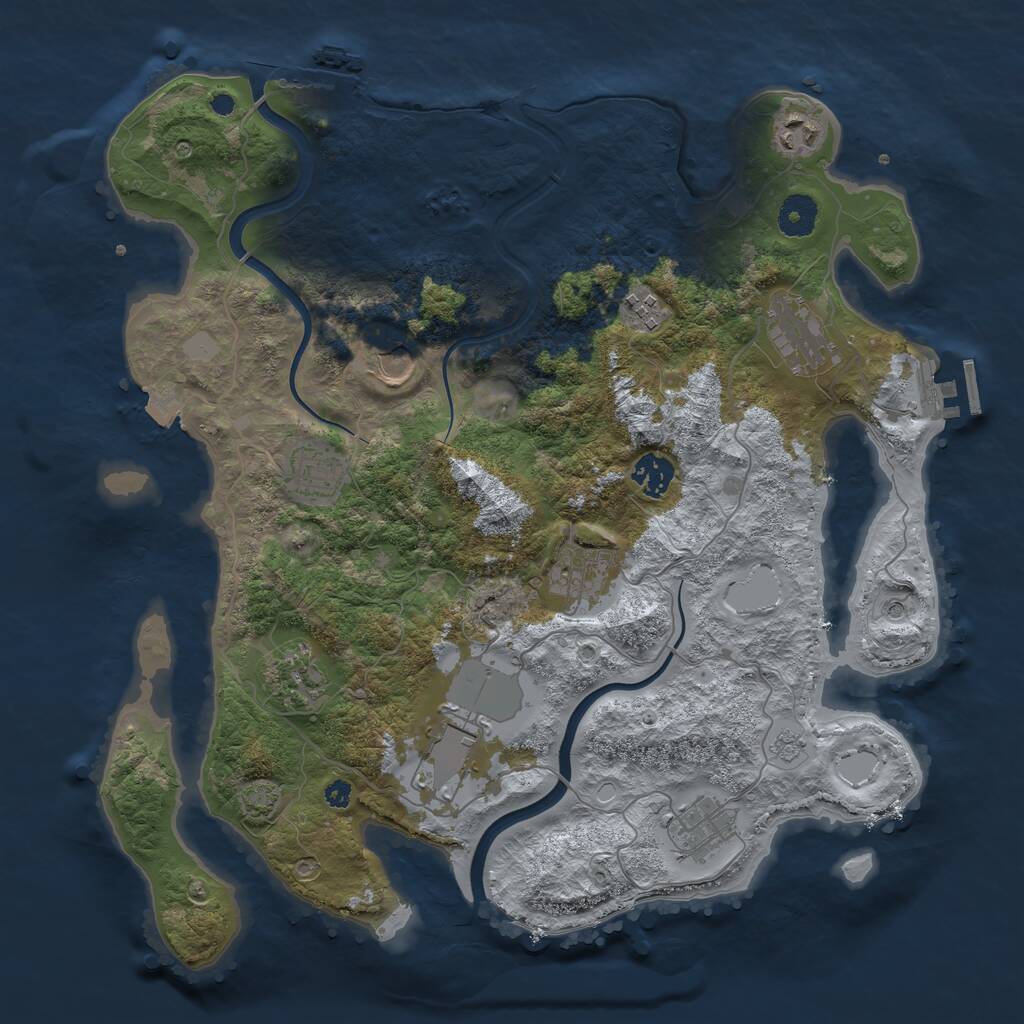 Rust Map: Procedural Map, Size: 3750, Seed: 1904549307, 16 Monuments