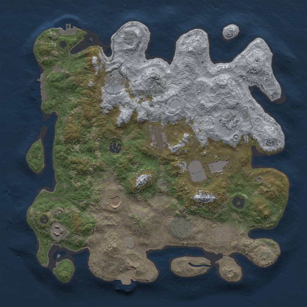 Rust Map: Procedural Map, Size: 3750, Seed: 780159, 18 Monuments