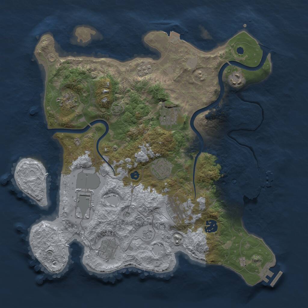 Rust Map: Procedural Map, Size: 3500, Seed: 612600923, 15 Monuments
