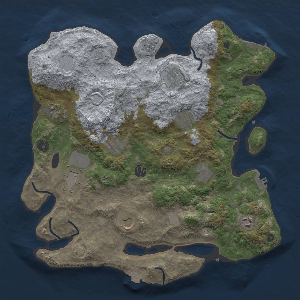 Rust Map: Procedural Map, Size: 3800, Seed: 748637508, 18 Monuments