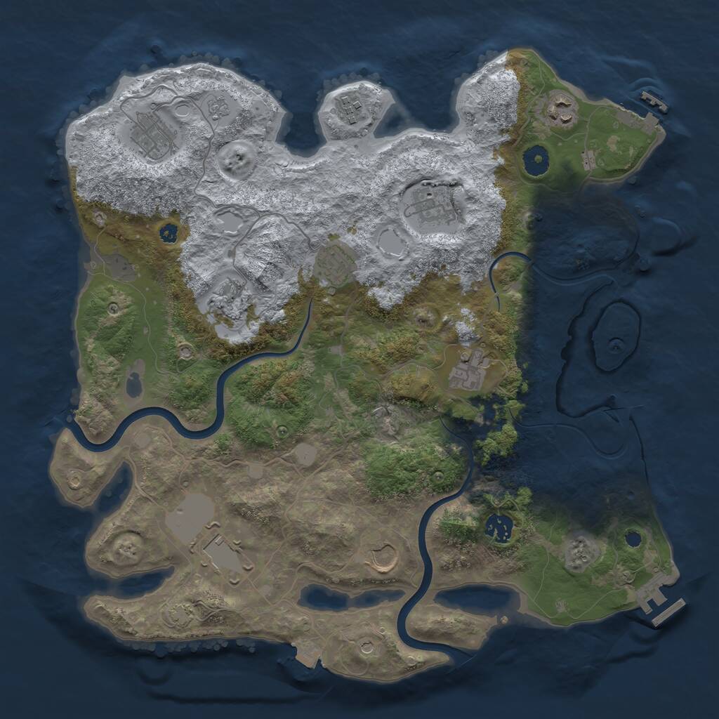 Rust Map: Procedural Map, Size: 3800, Seed: 748637508, 16 Monuments