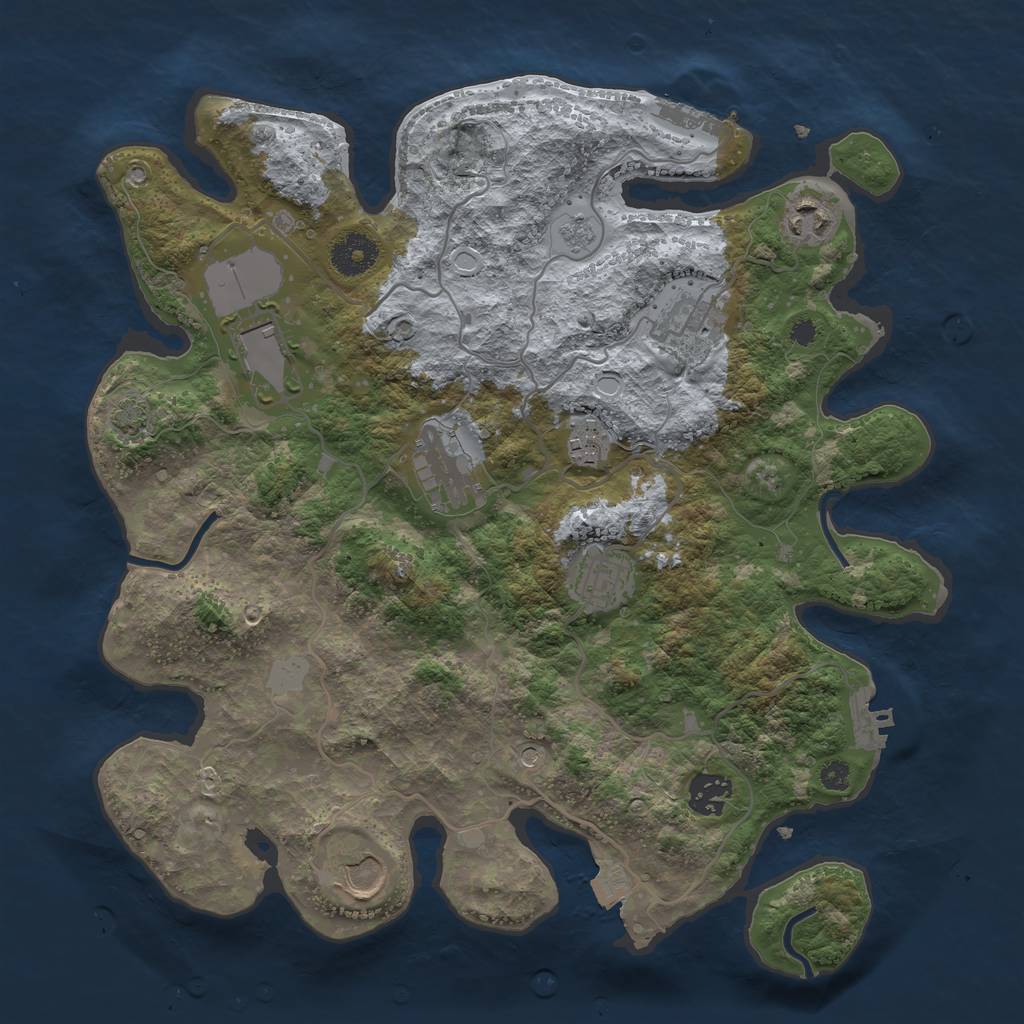 Rust Map: Procedural Map, Size: 3500, Seed: 2092016523, 16 Monuments