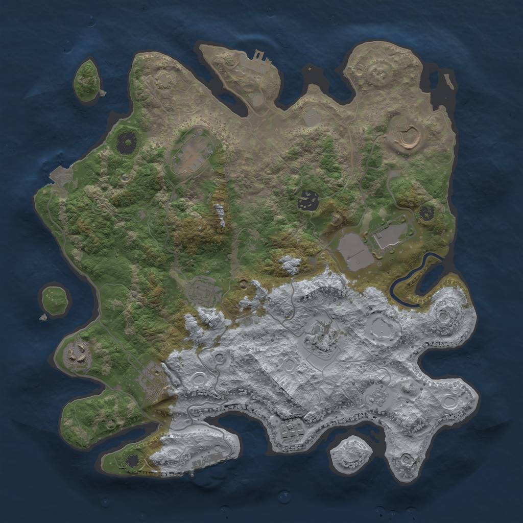 Rust Map: Procedural Map, Size: 3600, Seed: 527193238, 17 Monuments