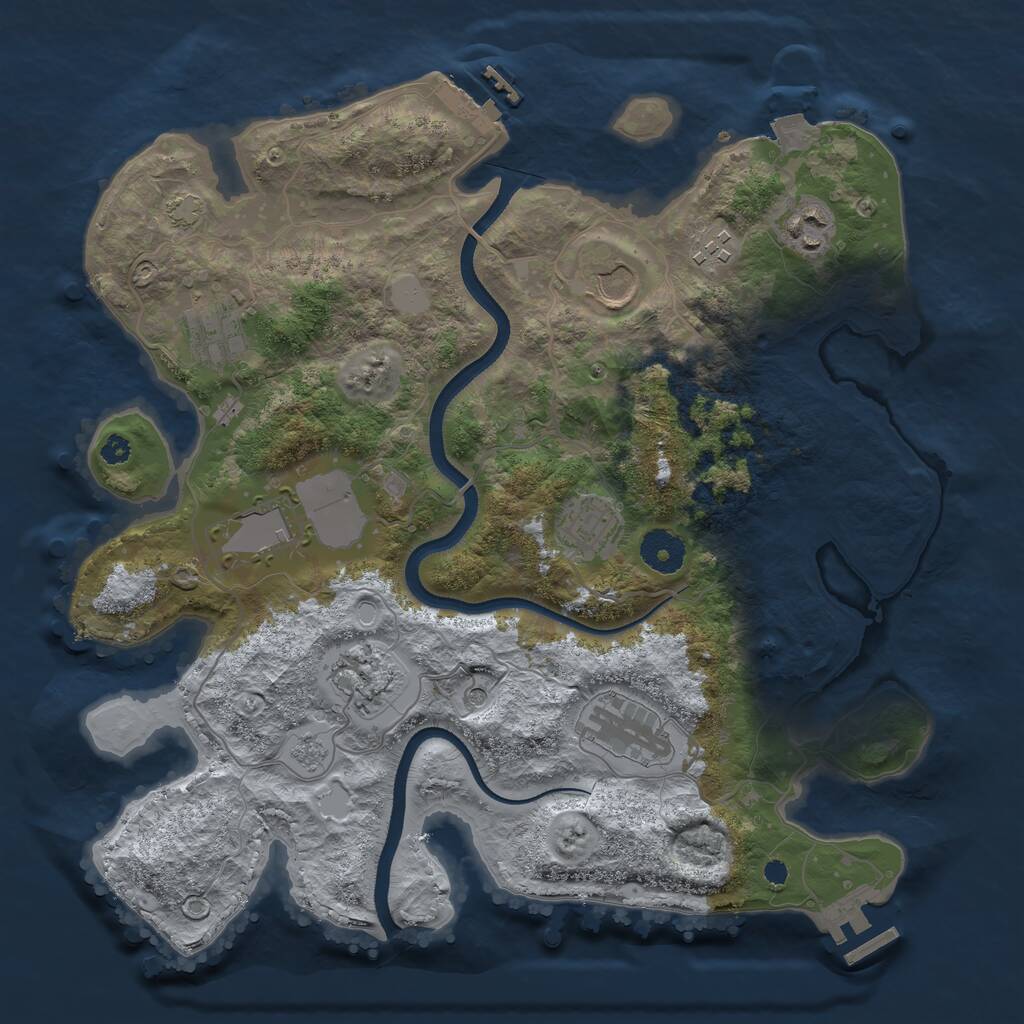 Rust Map: Procedural Map, Size: 3500, Seed: 1900796255, 14 Monuments