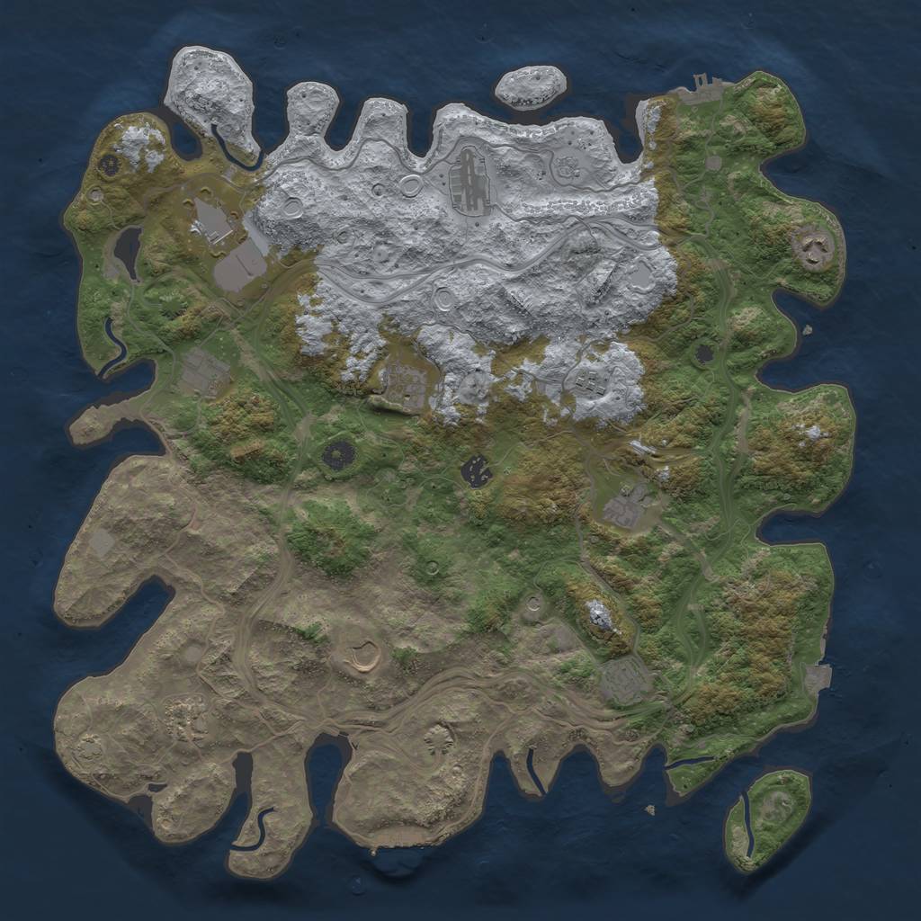Rust Map: Procedural Map, Size: 4500, Seed: 629854700, 19 Monuments