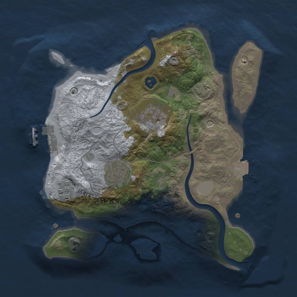Rust Map: Procedural Map, Size: 2500, Seed: 358057419, 7 Monuments