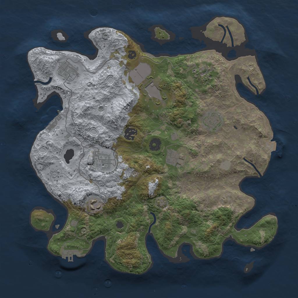 Rust Map: Procedural Map, Size: 3500, Seed: 1015273345, 16 Monuments