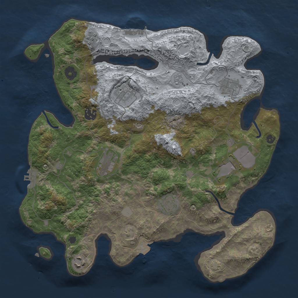 Rust Map: Procedural Map, Size: 3500, Seed: 108112882, 16 Monuments