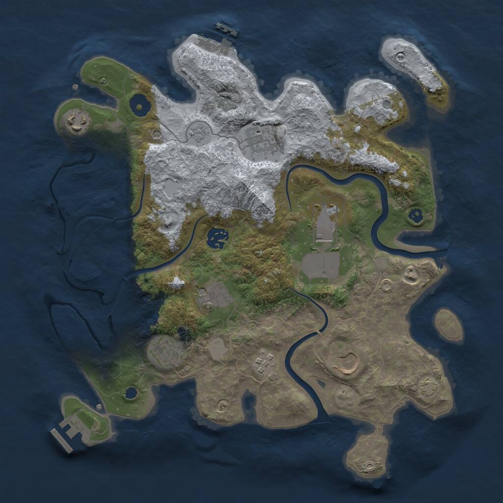 Rust Map: Procedural Map, Size: 3500, Seed: 2147387283, 14 Monuments
