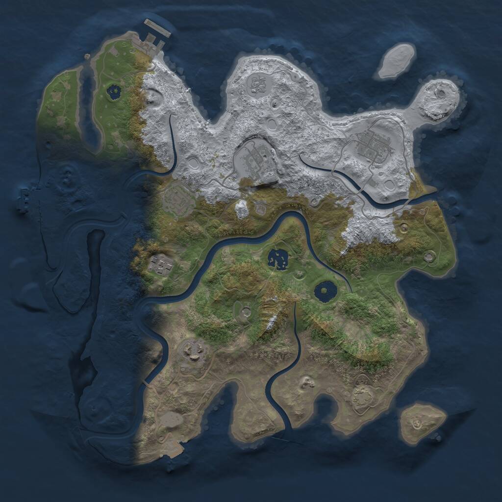 Rust Map: Procedural Map, Size: 3500, Seed: 1313698002, 12 Monuments