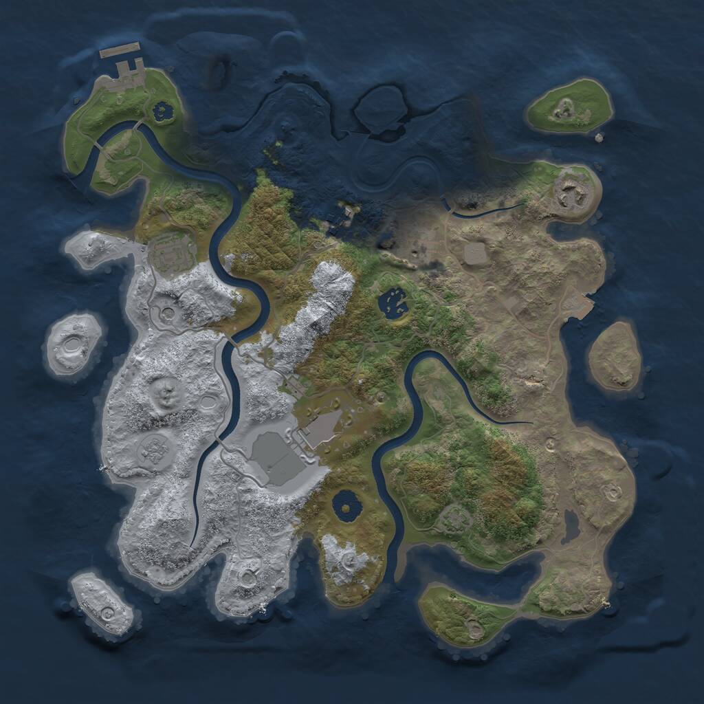 Rust Map: Procedural Map, Size: 3500, Seed: 1494488768, 11 Monuments