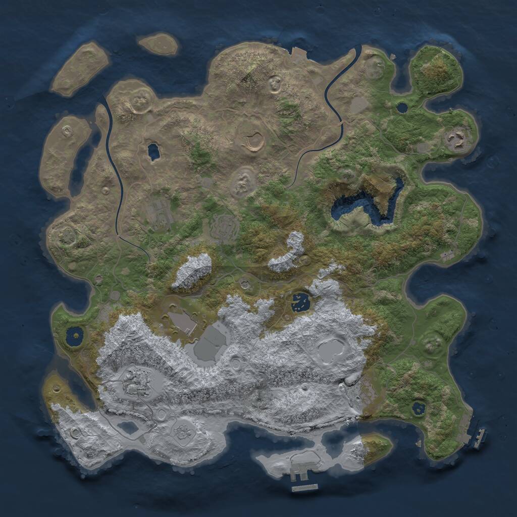 Rust Map: Procedural Map, Size: 4000, Seed: 3866, 14 Monuments