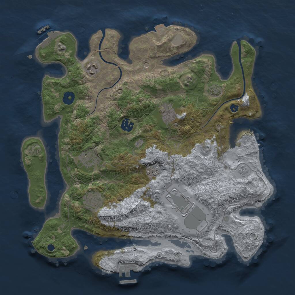 Rust Map: Procedural Map, Size: 3500, Seed: 649305446, 13 Monuments
