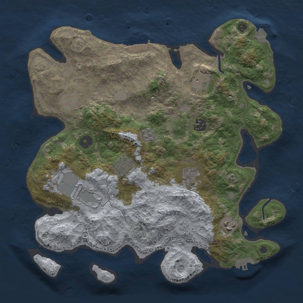 Rust Map: Procedural Map, Size: 3500, Seed: 2706, 16 Monuments