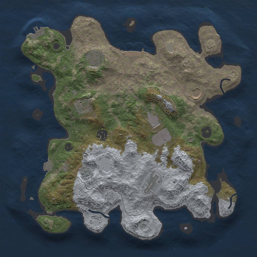 Rust Map: Procedural Map, Size: 3500, Seed: 657285304, 15 Monuments