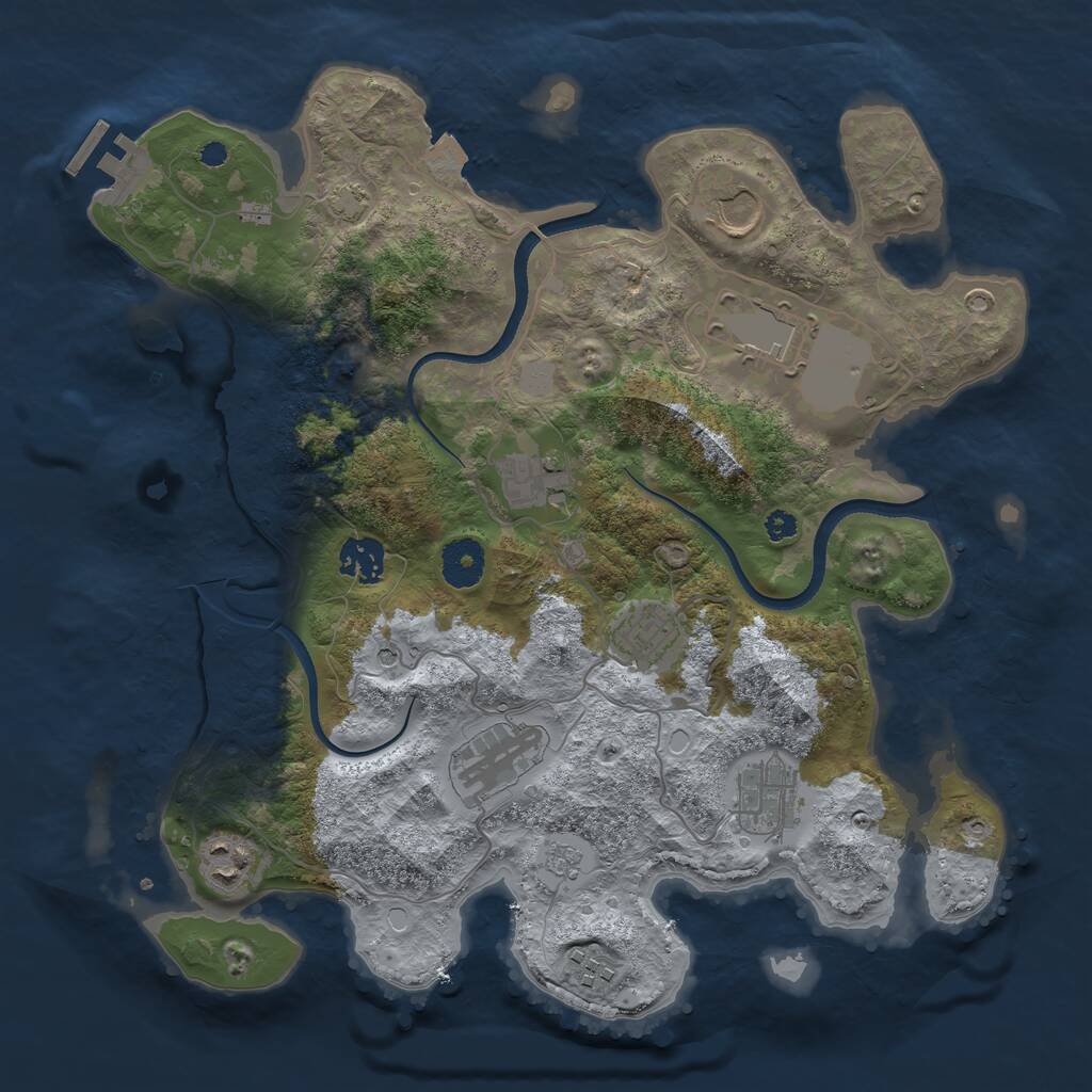 Rust Map: Procedural Map, Size: 3500, Seed: 657285304, 14 Monuments