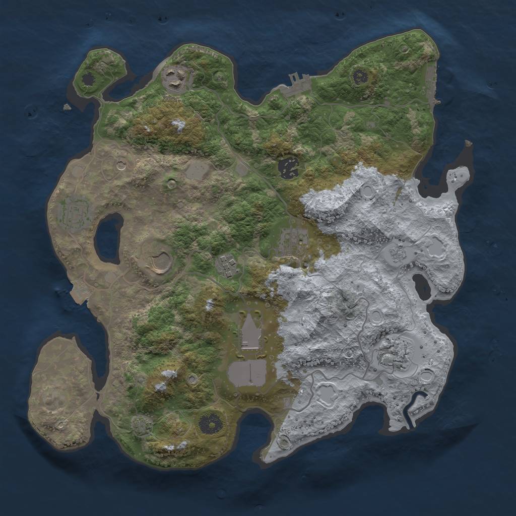 Rust Map: Procedural Map, Size: 3500, Seed: 1392590862, 16 Monuments