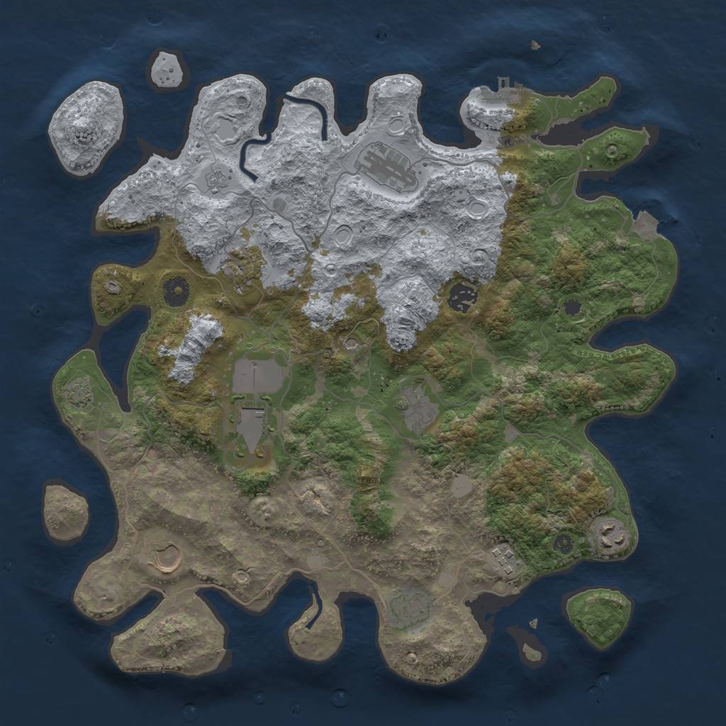 Rust Map: Procedural Map, Size: 3800, Seed: 1419098836, 16 Monuments