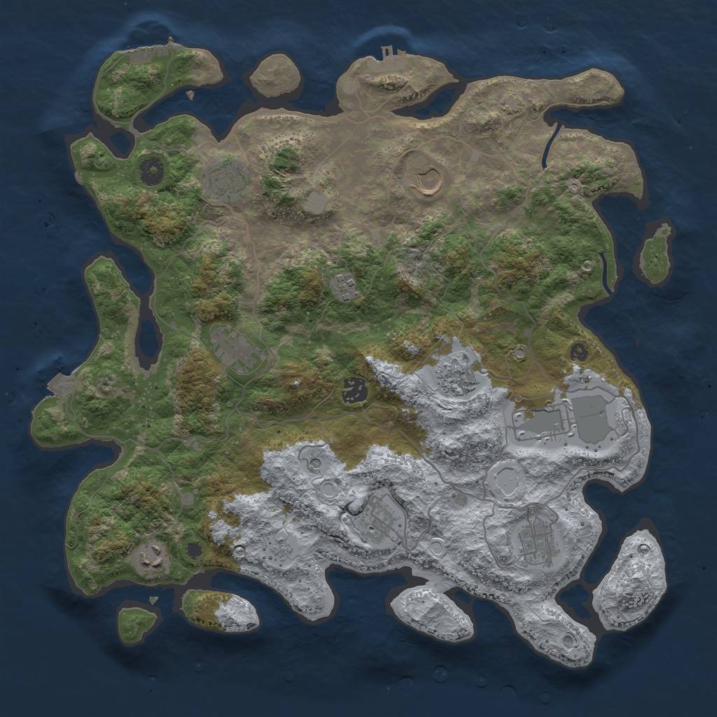 Rust Map: Procedural Map, Size: 4000, Seed: 1630032348, 18 Monuments