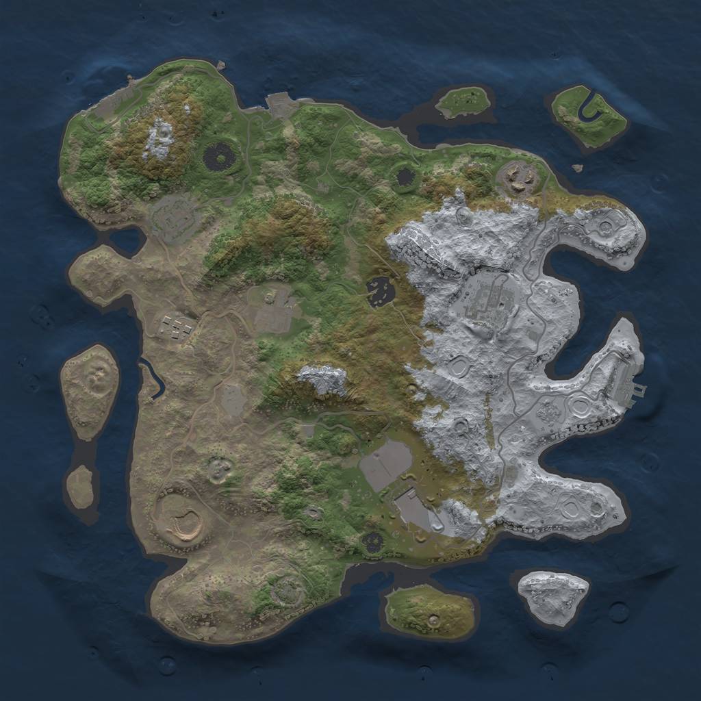 Rust Map: Procedural Map, Size: 3500, Seed: 1640516533, 16 Monuments