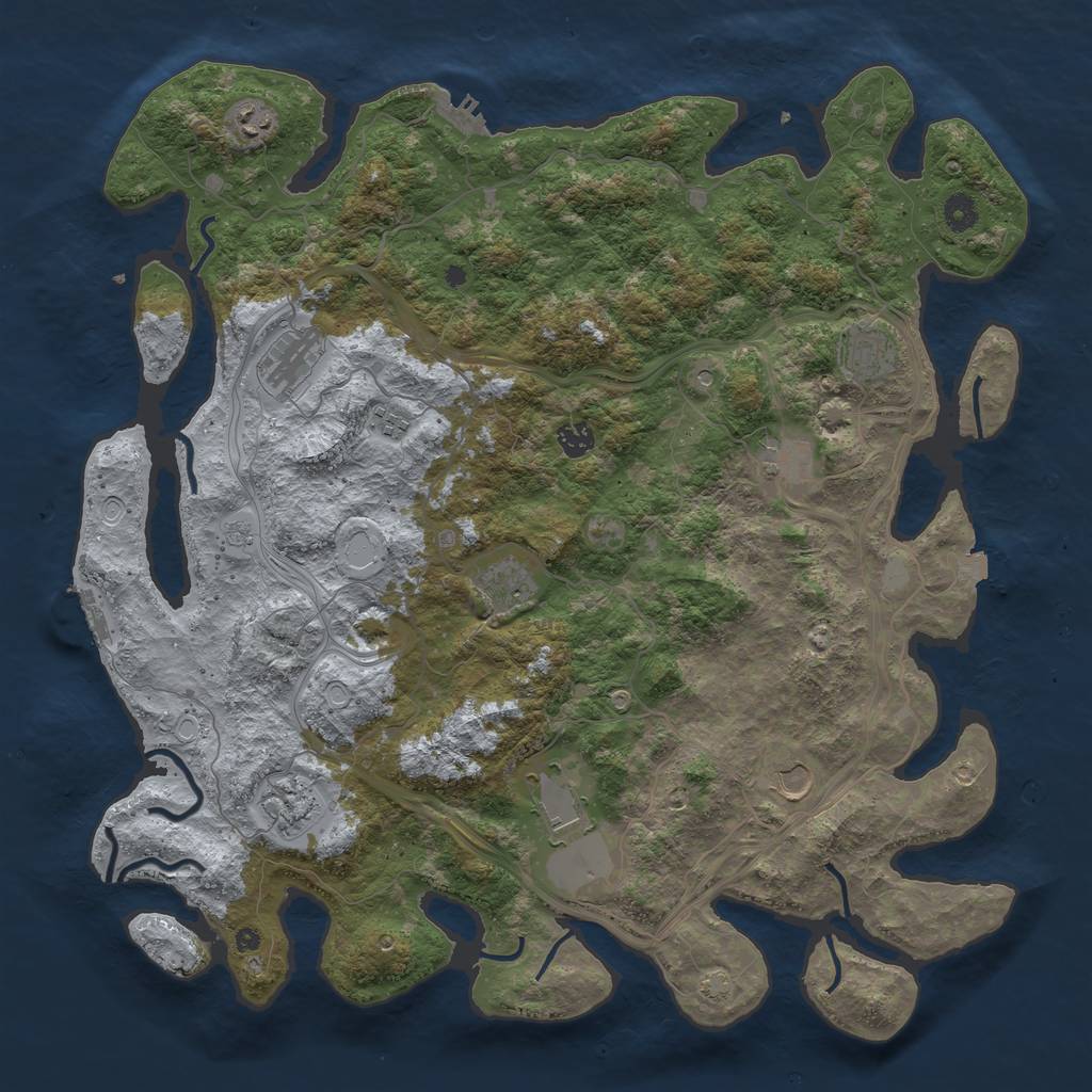 Rust Map: Procedural Map, Size: 4500, Seed: 117174249, 18 Monuments