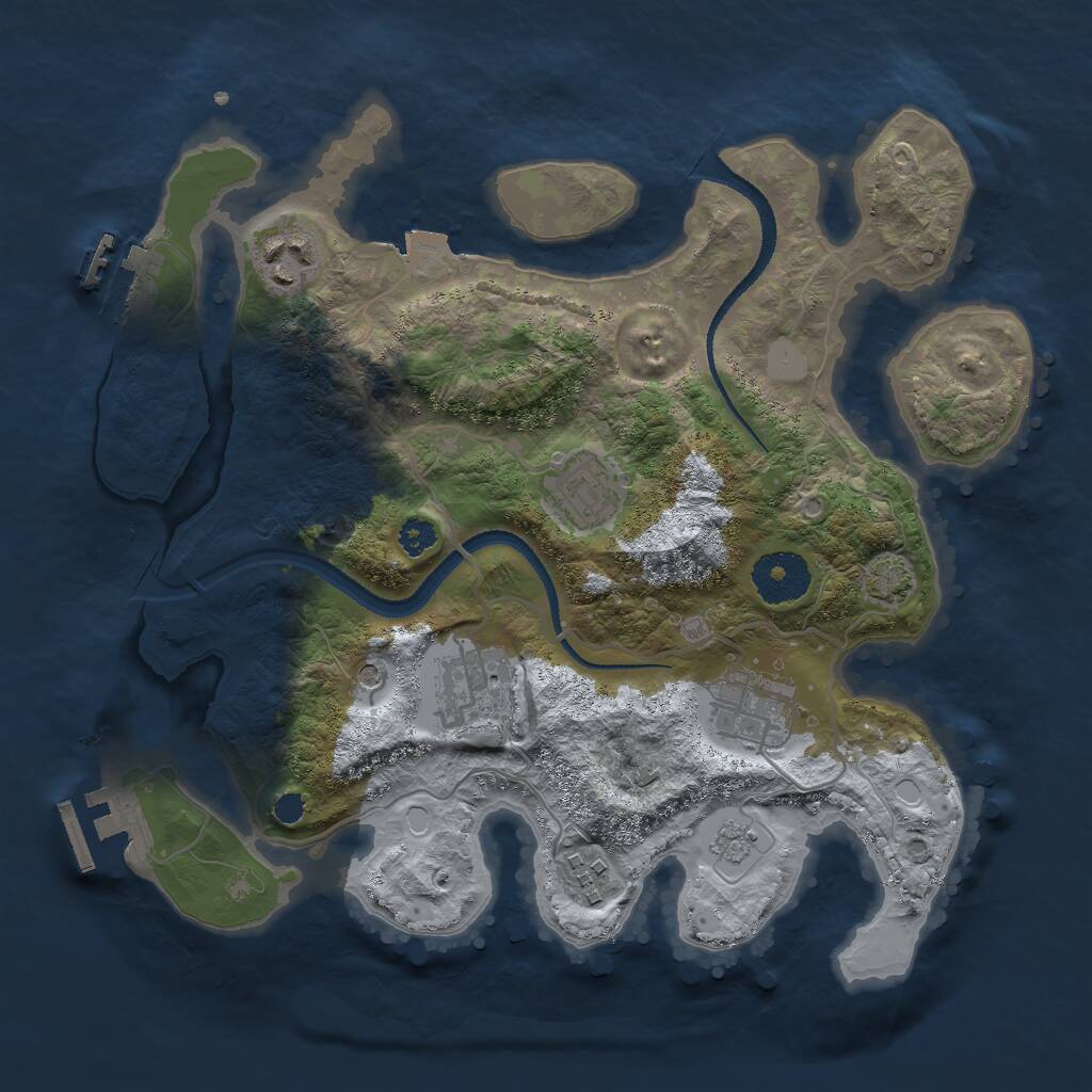 Rust Map: Procedural Map, Size: 3000, Seed: 1977279577, 11 Monuments
