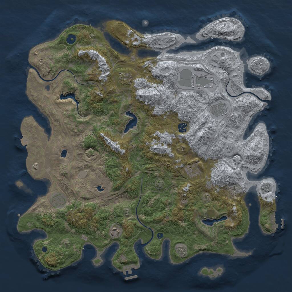 Rust Map: Procedural Map, Size: 4500, Seed: 678907132, 14 Monuments