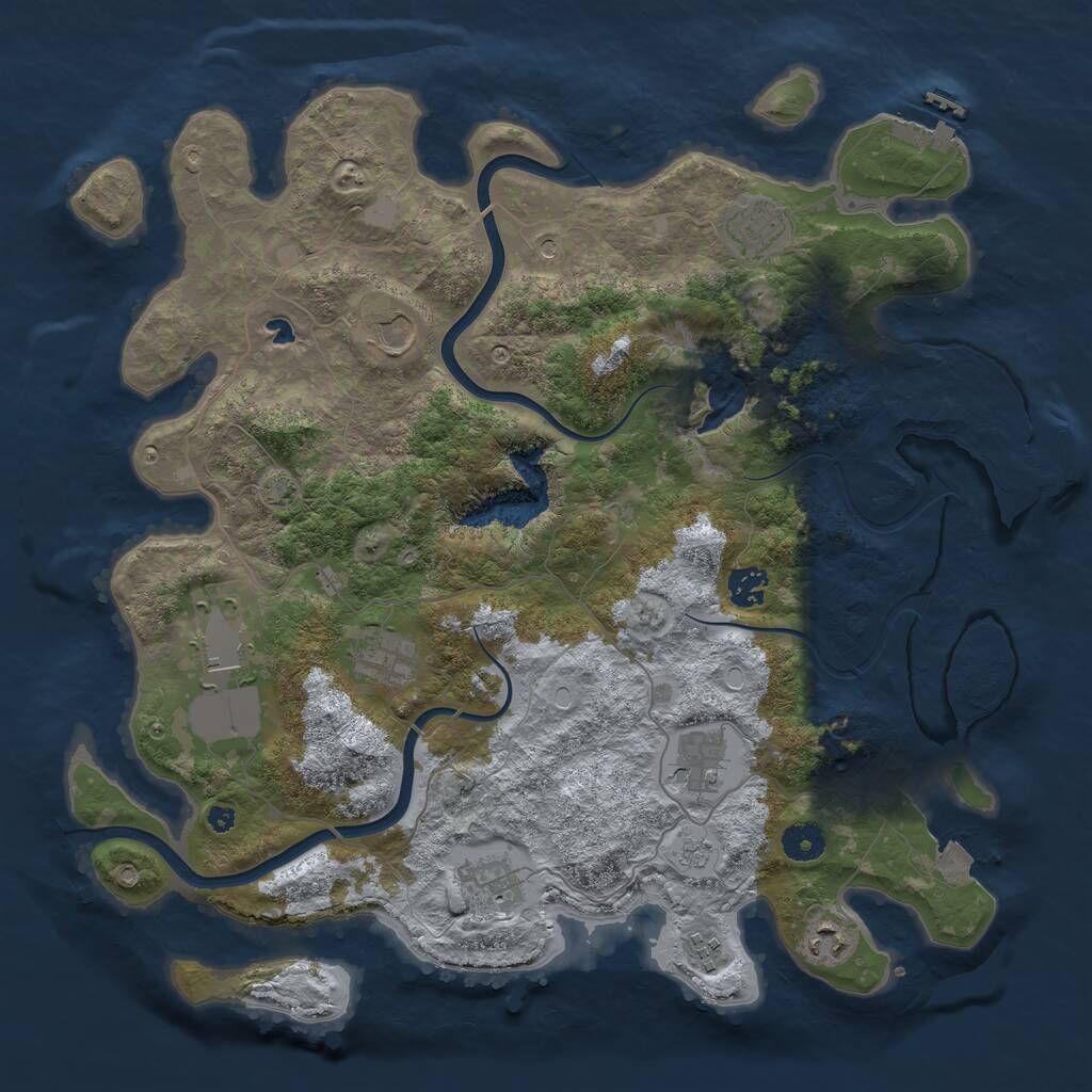 Rust Map: Procedural Map, Size: 4000, Seed: 54978666, 15 Monuments