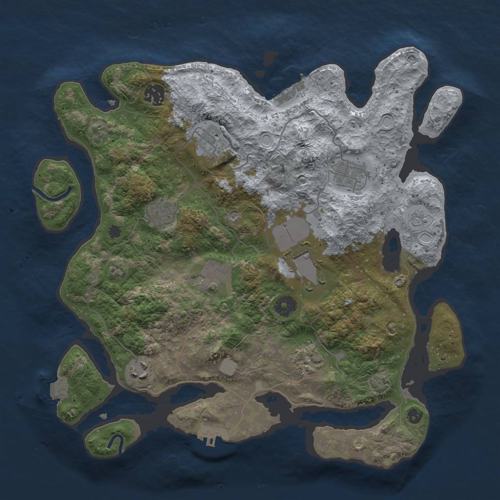 Rust Map: Procedural Map, Size: 3500, Seed: 990295, 16 Monuments