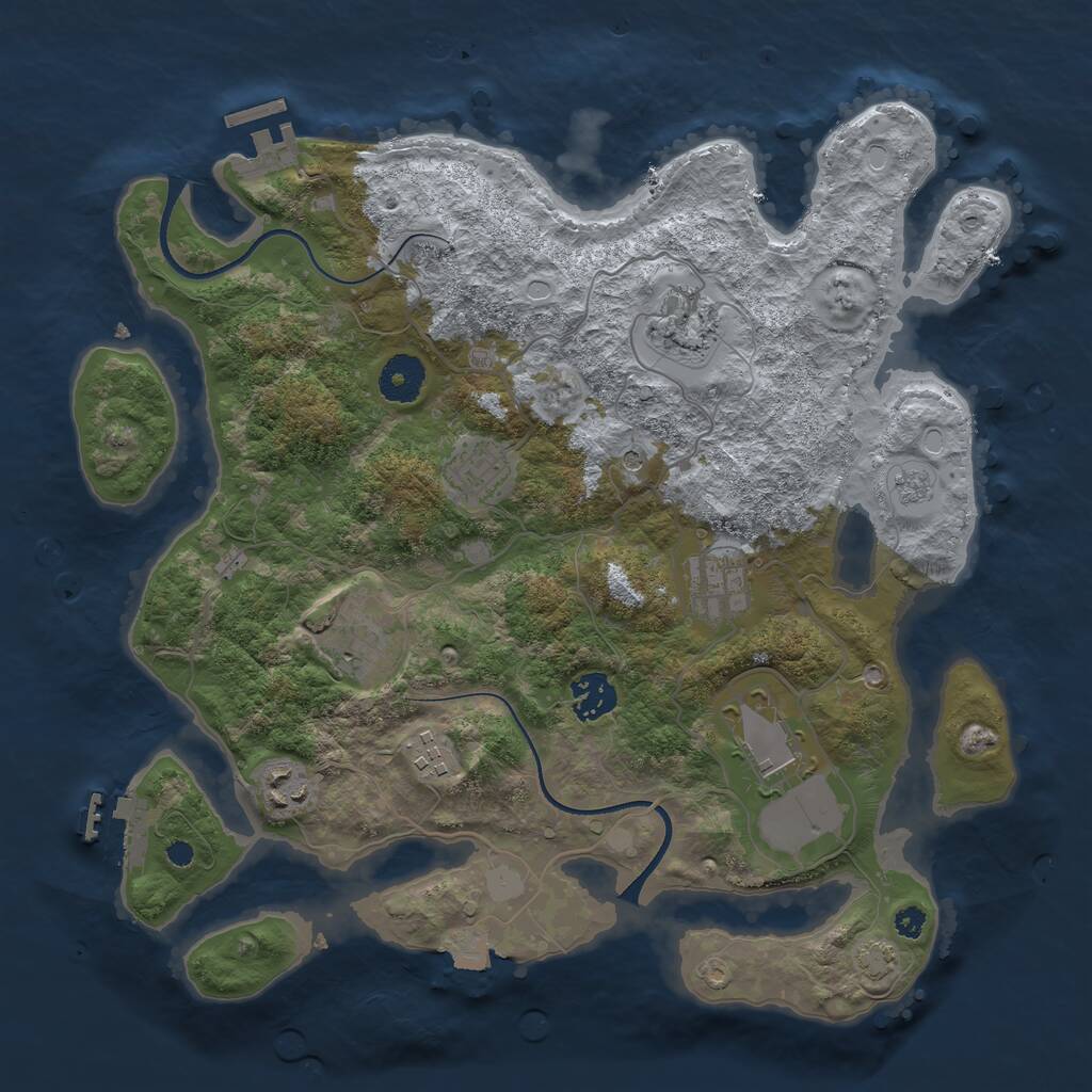 Rust Map: Procedural Map, Size: 3500, Seed: 990295, 14 Monuments