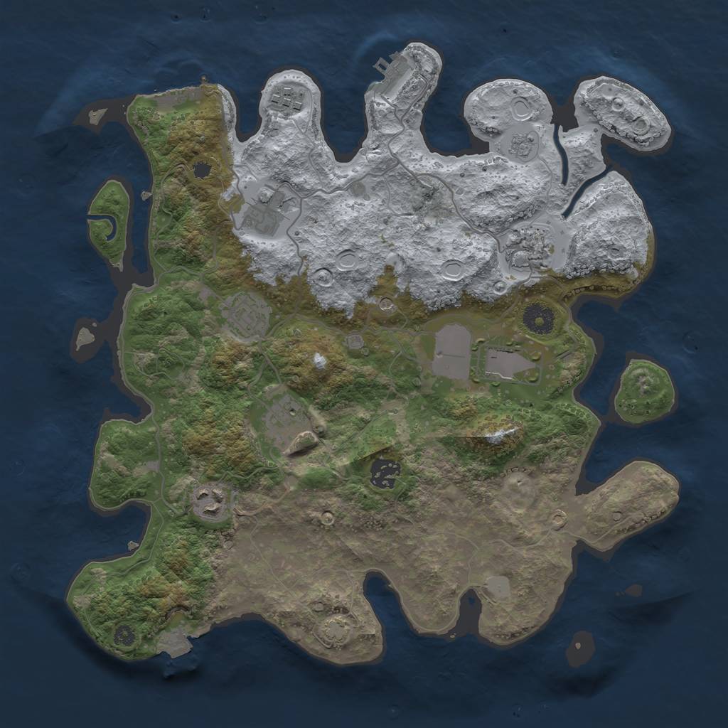 Rust Map: Procedural Map, Size: 3500, Seed: 1708587692, 16 Monuments