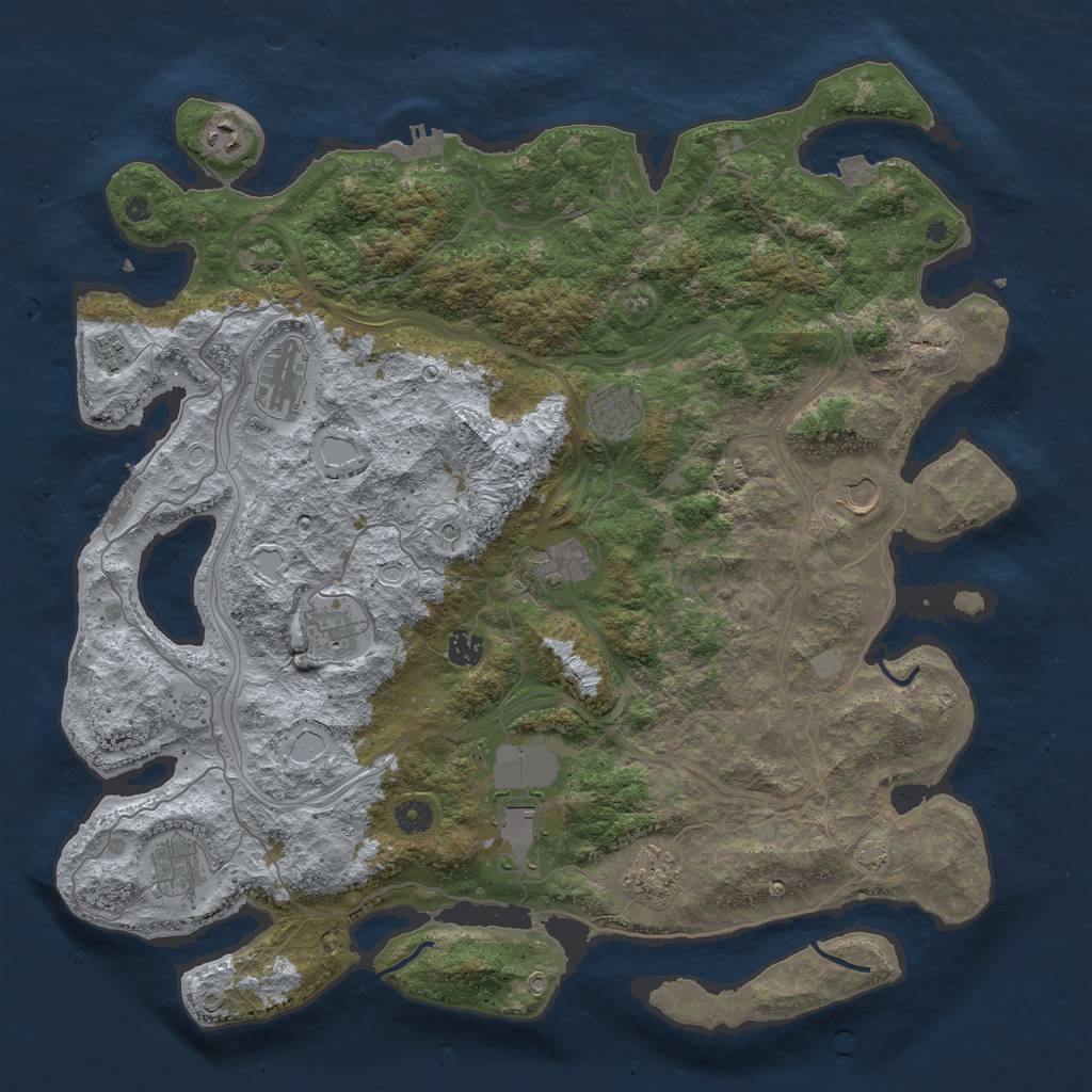 Rust Map: Procedural Map, Size: 4500, Seed: 53258, 19 Monuments