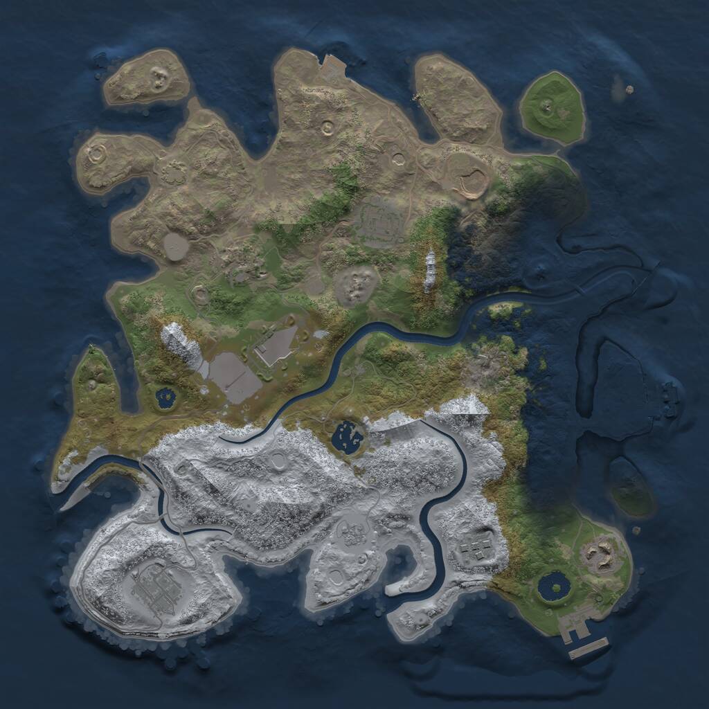 Rust Map: Procedural Map, Size: 3500, Seed: 1886886114, 14 Monuments