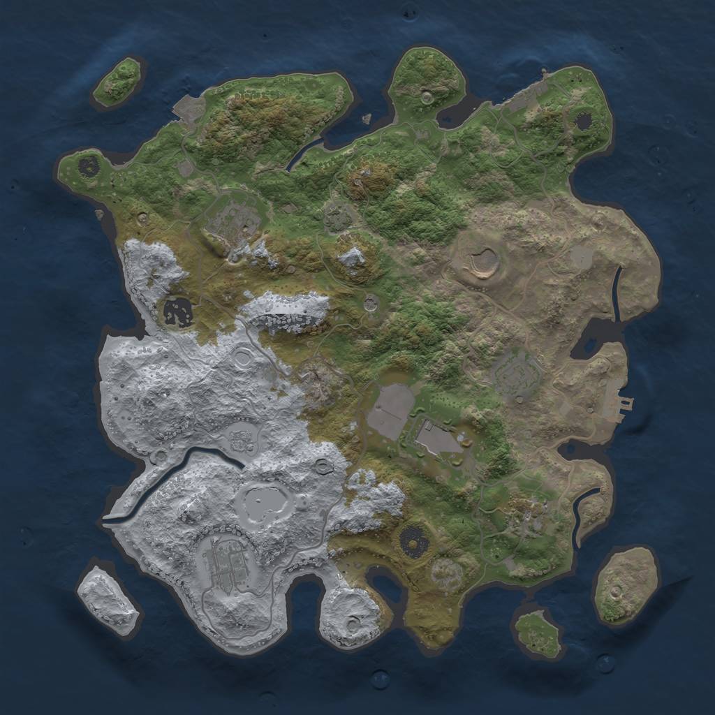 Rust Map: Procedural Map, Size: 3500, Seed: 720595715, 15 Monuments