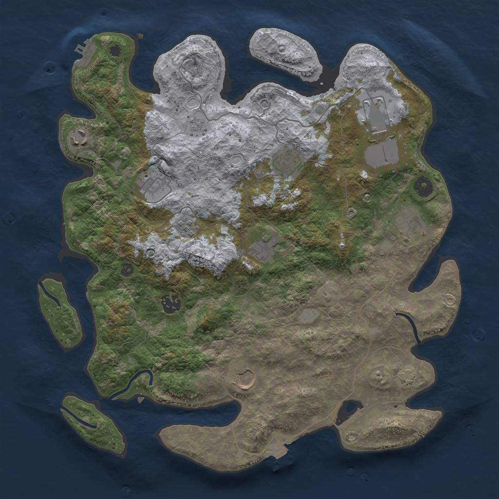 Rust Map: Procedural Map, Size: 3800, Seed: 109042207, 16 Monuments