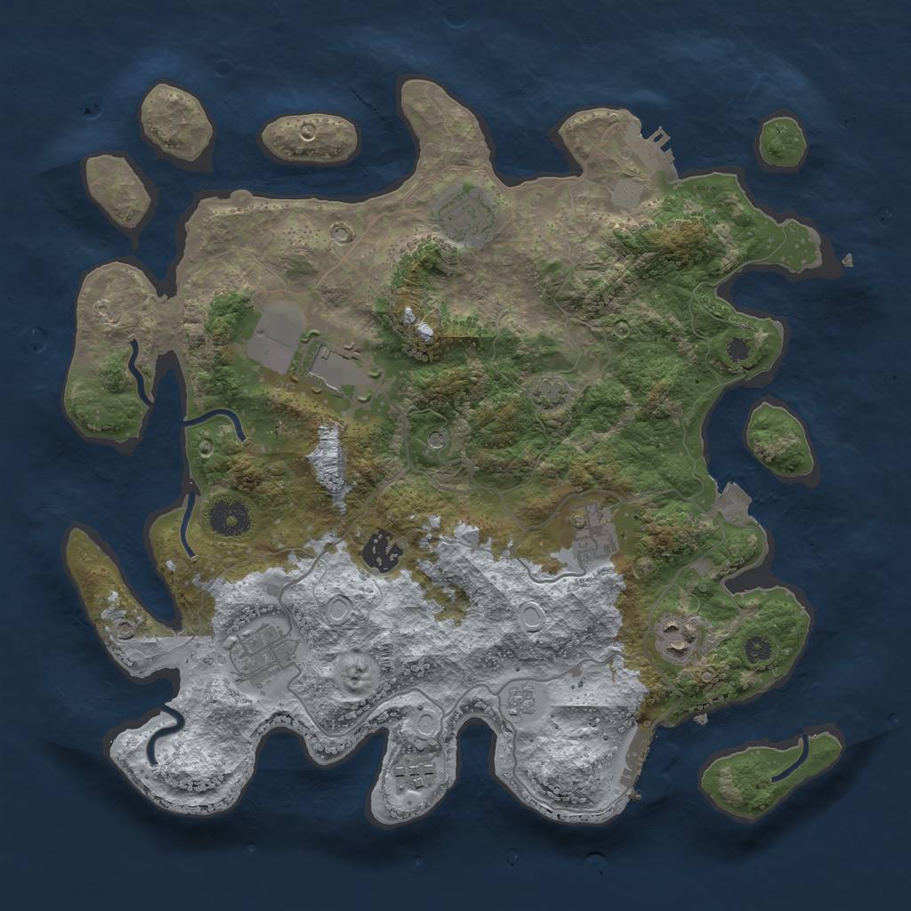 Rust Map: Procedural Map, Size: 3500, Seed: 2762024, 15 Monuments