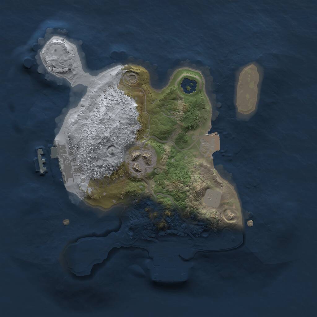 Rust Map: Procedural Map, Size: 2000, Seed: 1791918072, 4 Monuments
