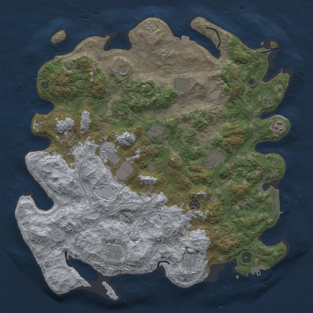 Rust Map: Procedural Map, Size: 4500, Seed: 3645666, 19 Monuments