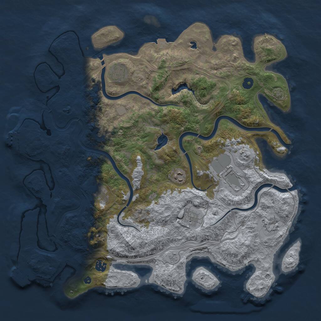 Rust Map: Procedural Map, Size: 4250, Seed: 663368, 13 Monuments