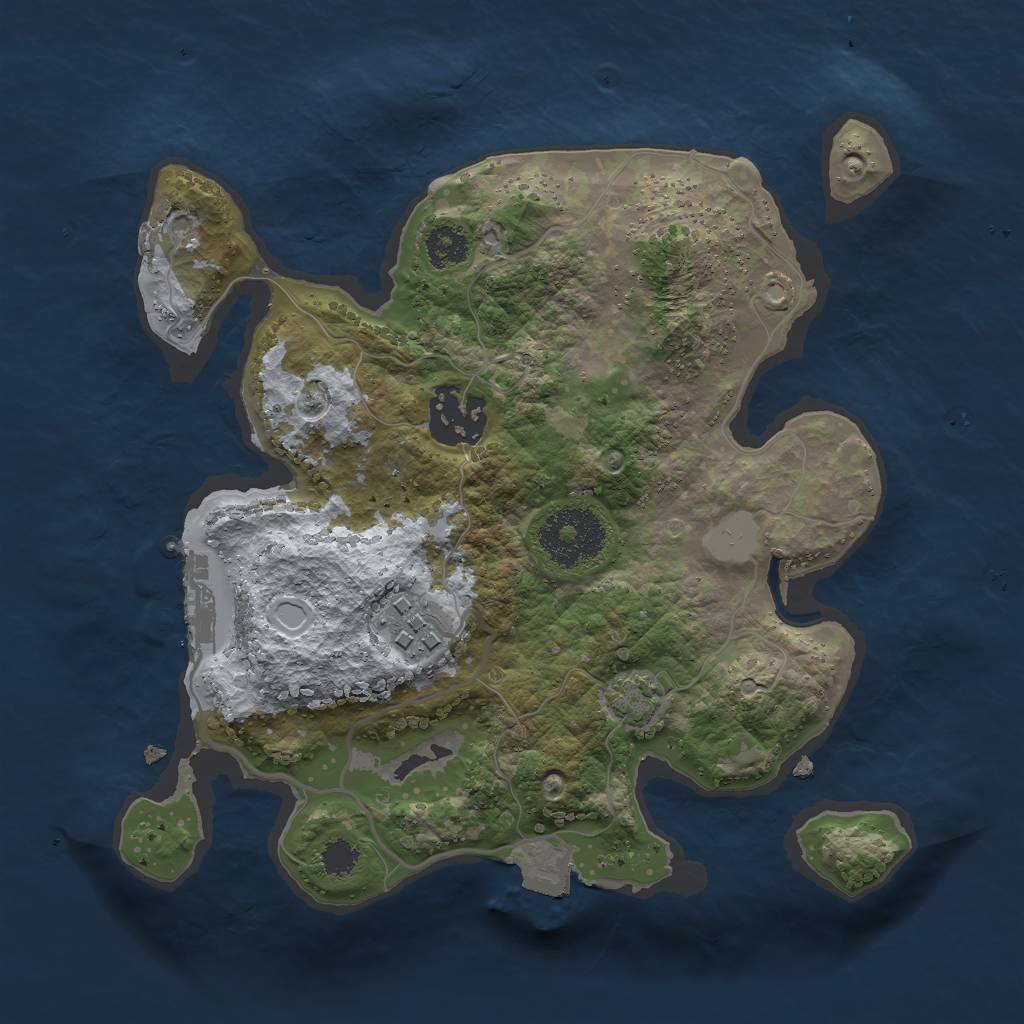 Rust Map: Procedural Map, Size: 2500, Seed: 1801851670, 7 Monuments